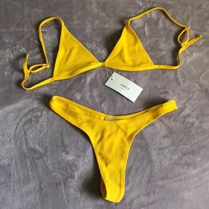 Yellow unlined thong bikini